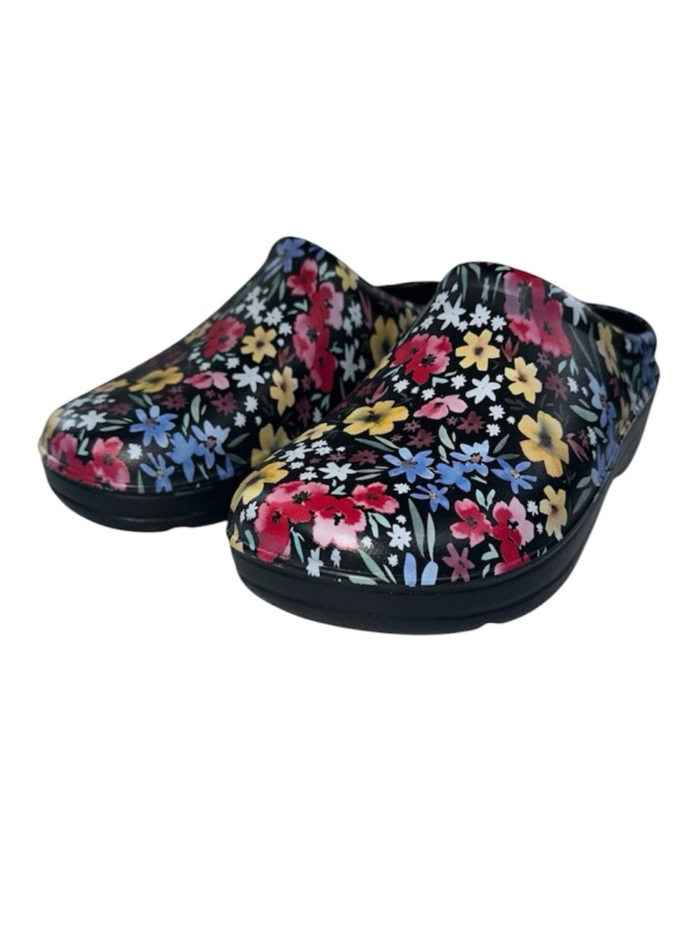 Totes Everywear Floral Garden Clogs Comfort Slide On Waterproof Shoes Size 7